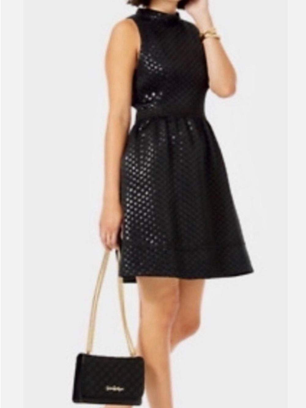Lilly Pulitzer Black Sleeveless A-Line Dress with Belt Detail